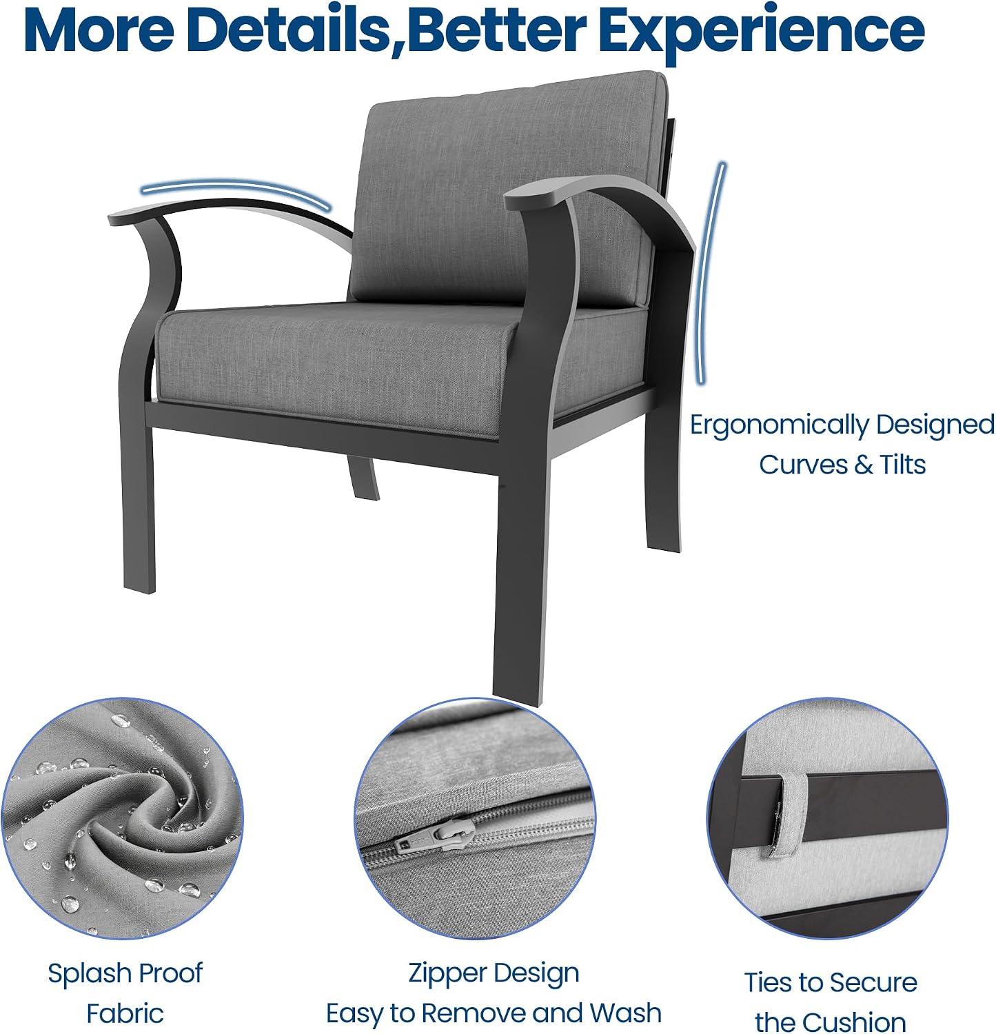 Aluminum Outdoor Patio Furniture Set,8 Seats Patio Conversation Sets with Rectangular Coffee Table,Metal Patio Sectional Furniture Set with 5.1" Thickened Cushions,Grey