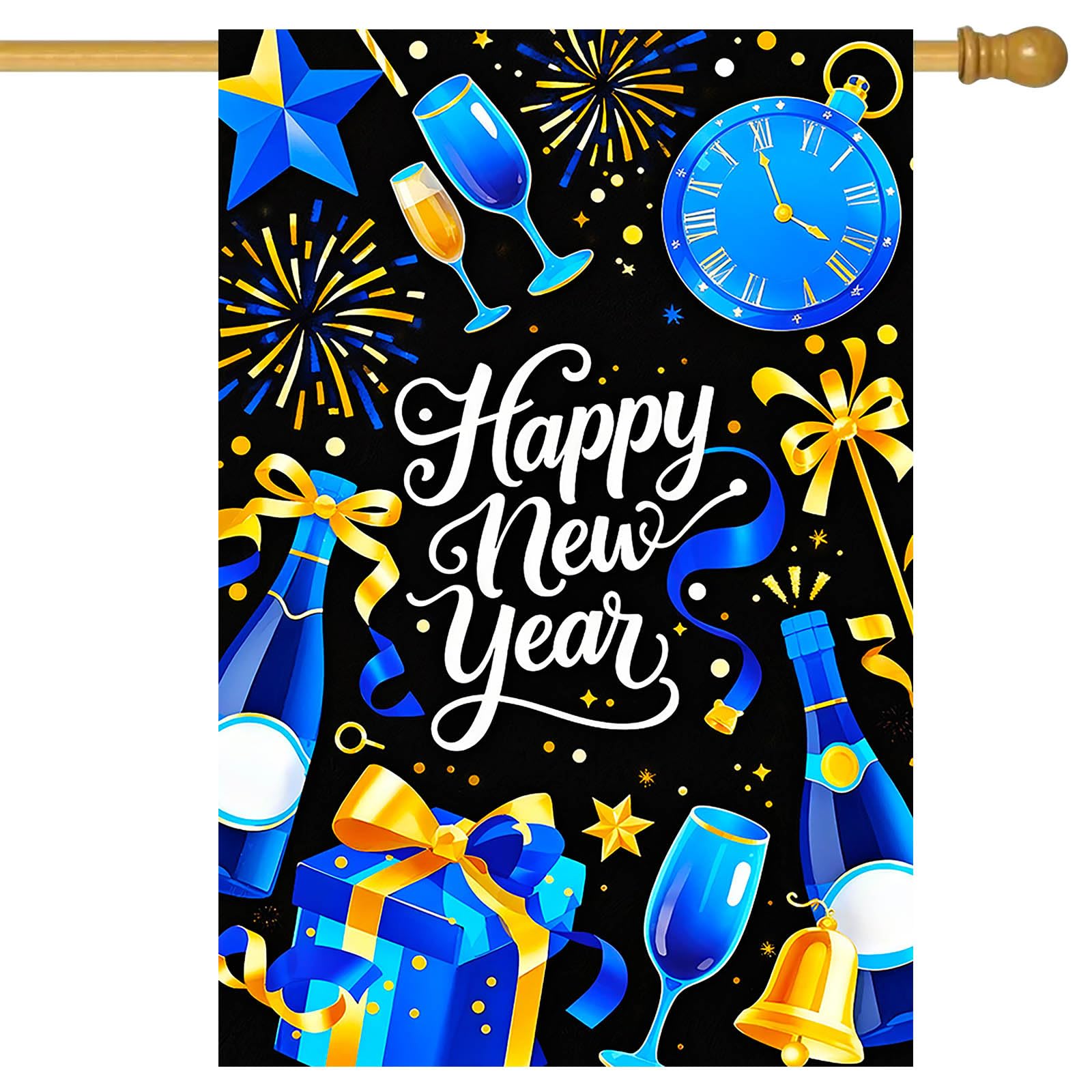 Drapeau de jardin Happy New Year grand format pour illuminer votre extérieur