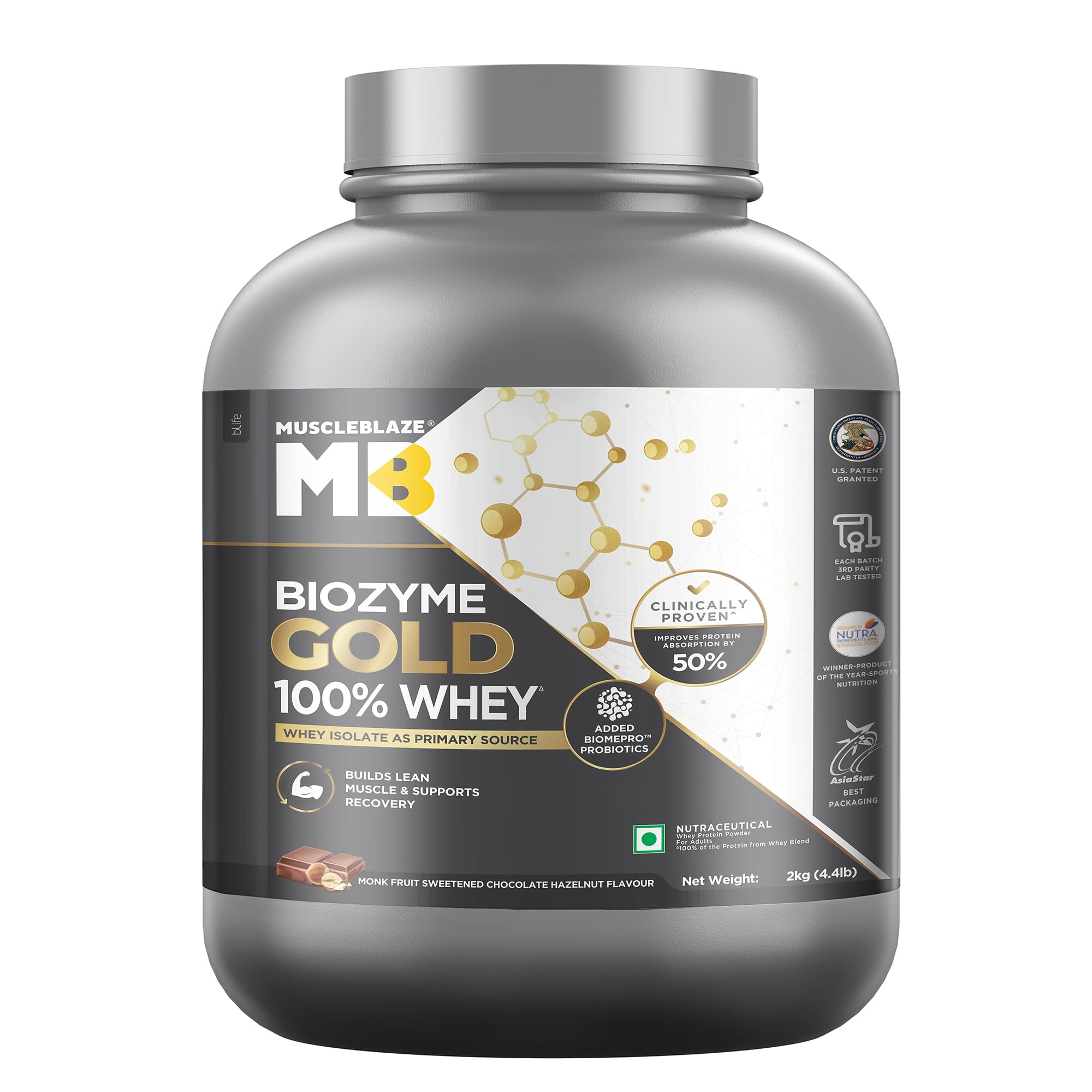 MuscleBlaze Biozyme Gold 100% Whey Protein Powder, 2kg (4.4lbs) — Amazon image 11