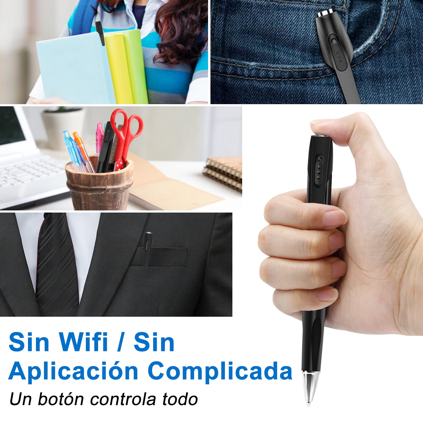 TANGMI Cámaras Espía 32GB Mini Cámara Oculta 1080P Bolígrafo Espía de Video con Detección de Movimiento para Reuniones de Negocios