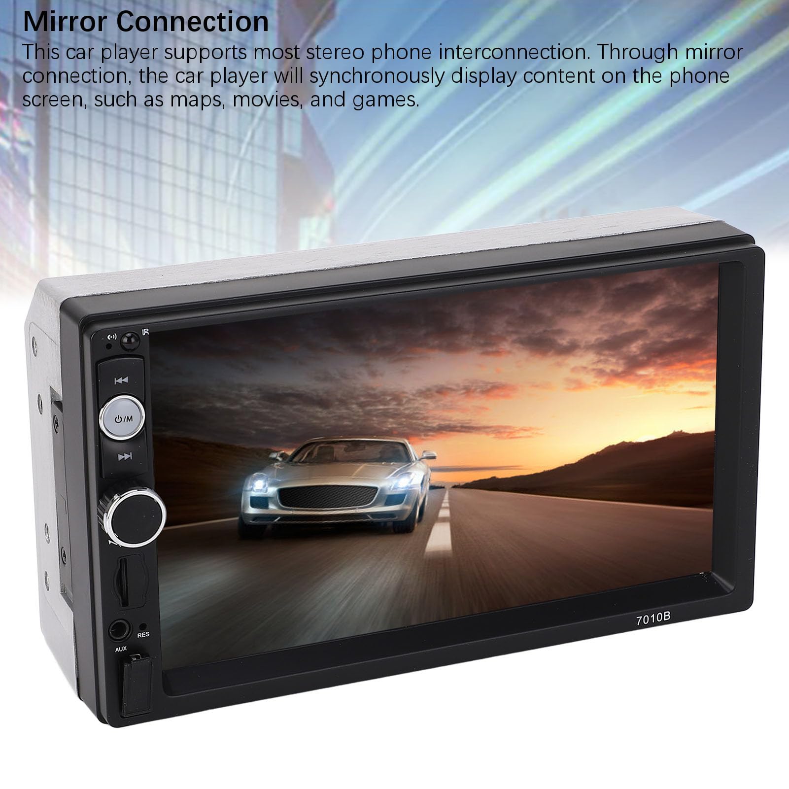 Radio Samochodowe 2 Din 7-calowy Odtwarzacz MP5, Samochodowe Stereo 2 Din z Obrazem Cofania Ekran Dotykowy HD Cyfrowy Wyświetlacz Multimedia Bluetooth 5.0 Zgodne z Android Auto