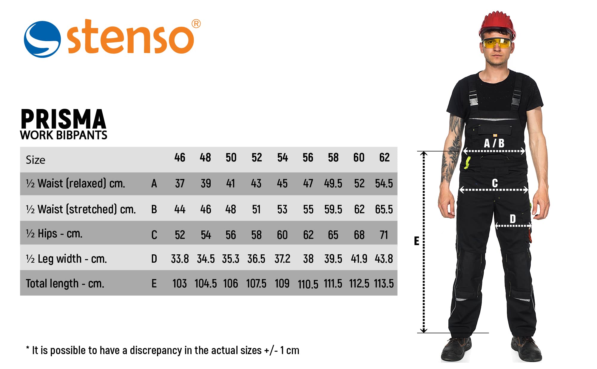 Stenso Prisma Peto de Trabajo para Hombre - Resistentes y con numerosos Bolsillos - Negro EU48
