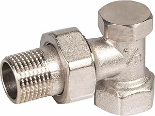 Cornat Heizkörper Verschraubung Eck-Form 1/2 Zoll - Messing verchromt - Absperrbar / Rücklaufventil / Winkeladapter Heizungsthermostat / Absperrventil / T591016
