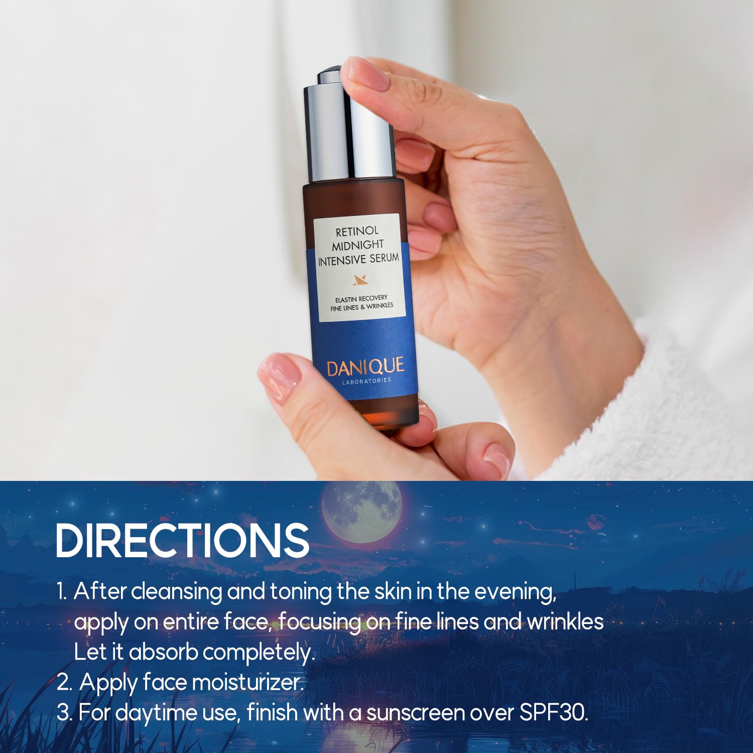 DANIQUE Retinol Midnight Intensive Serum - Stem Cell Advanced Solution for a Youthful Look and Wrinkle Care - 30ml, Korean Skin Care Beauty Serum Booster - Image 6