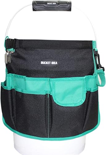 Miniatura 5 de MELOTOUGH Organizador de Cubo Caddy Organizador de Herramientas para Cubo de Jardín Compatible con Cubos de 3.5 a 5 Galones (Rosa y Verde)