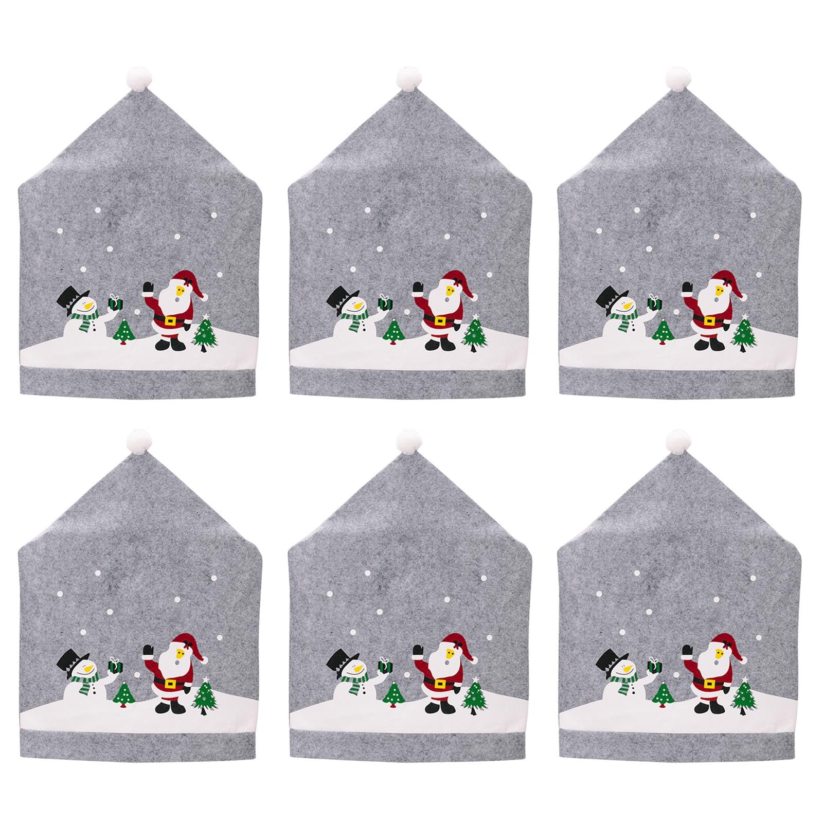 carotoe Chair Covers Gray Santa Hat Shape for Dining Room Chair Back Cover Slipcover for Christmas Holiday Festival Decoration Santa Slipcovers