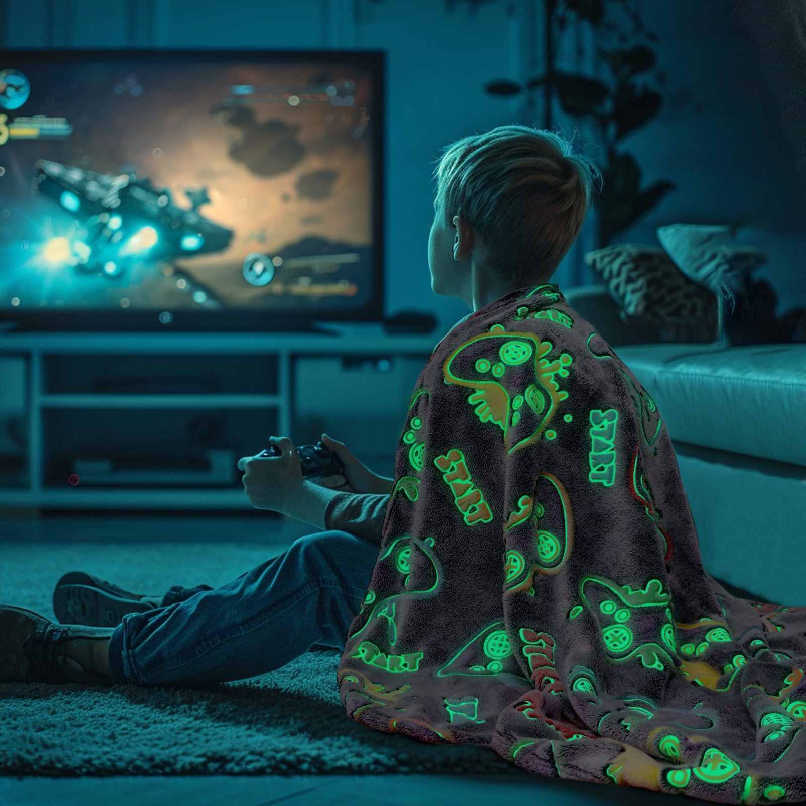 Azuza Gaming-Decke – Leuchtet Im Dunkeln, 127x152 Cm, Weiches Fleece, Mit Gamer-Sprüchen, Geschenk Für Teenager