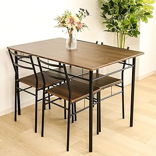 【天通ライト】ダイニングテーブルセット 5点 セット 4人 ダイニングチェア 4脚セット ダイニングセット 北欧 家具 チェア 食卓テーブル 木目調 インテリア ダイニングチェア ウォールナット tks-yy200-dw, tt-tks-yy200-dw