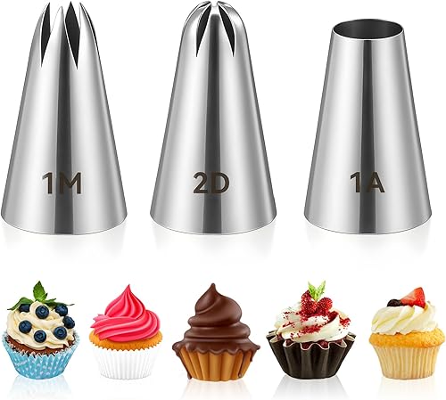 3 puntas para tuberías de tartas de 1M, 2D, 1A, suministros de decoración de pasteles, boquillas de tubería, herramientas de horneado para crema de