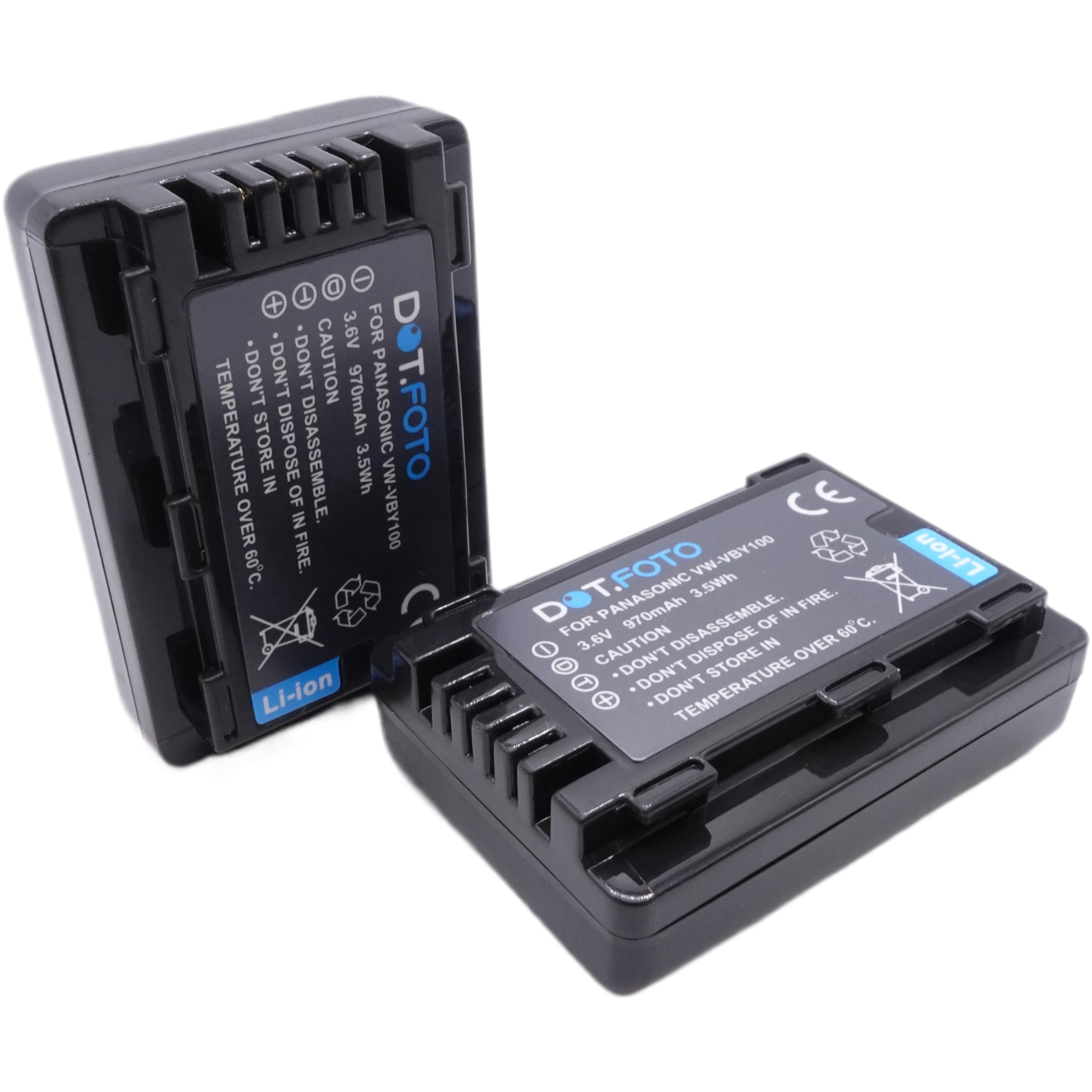 2x Battery for Panasonic VW-VBY100 | Panasonic HC-V110 HC-V130 HC-V160 HC-V201