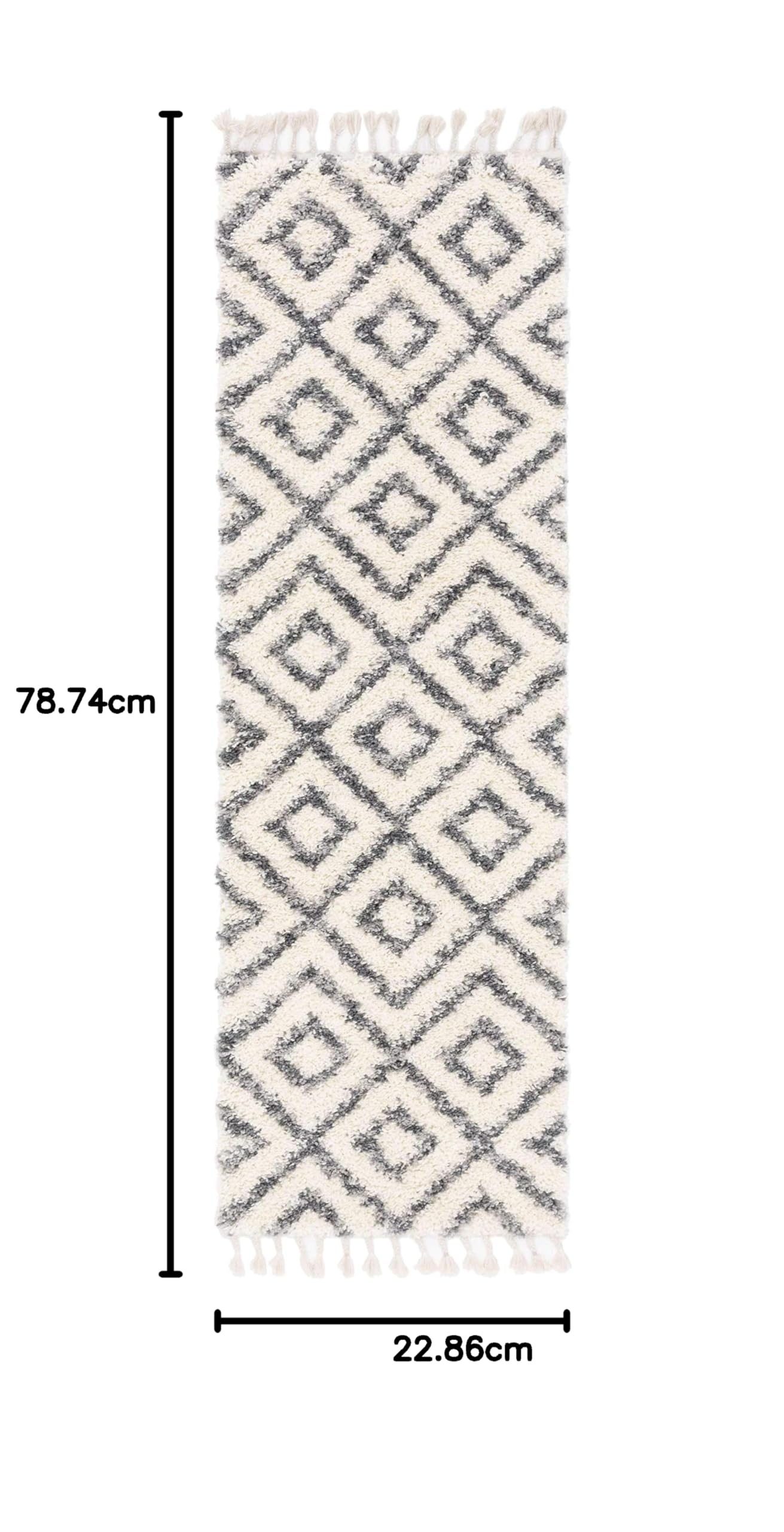 Unique Loom Hygge Shag Collection Alfombra geométrica de Entramado de Felpa acogedora, 2 pies 7 x 8 pies 2, Marfil/Gris