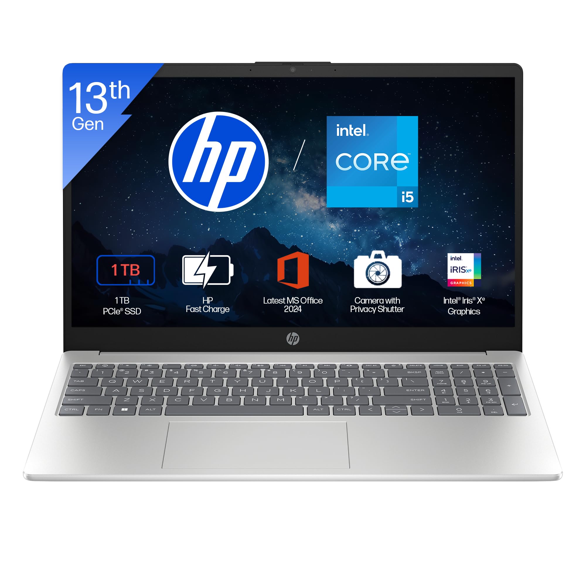HP 15, 13th Gen Intel Core i5-1334U (16GB DDR4, 1TB SSD) FHD, Anti