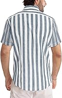 Vista 140 de JMIERR Camisas de vestir a rayas con botones y manga corta para hombre