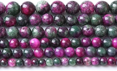 60 cuentas redondas sueltas de jade persa de turmalina de piedra natural de 0.236 pulgadas para hacer joyas, pulseras de bricolaje, collares,