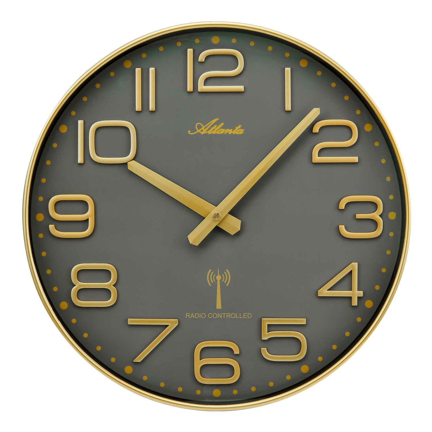 Atlanta 4539/9 Funk-Wanduhr Goldfarben/Grau