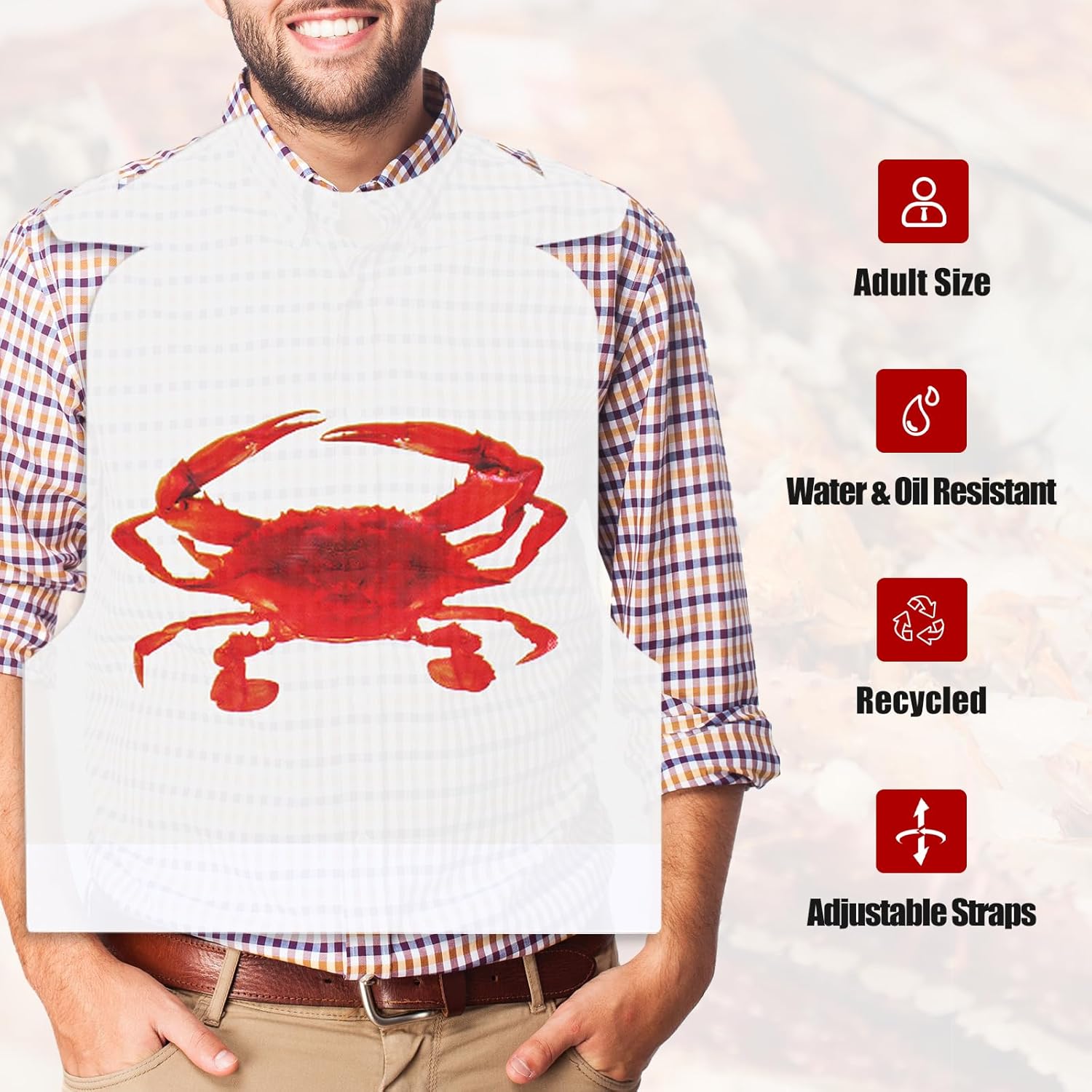 Nonley 500 Pack Lobster Bibs Crab Bibs, 23 Inch Disposable Adult Crab Feast Bib for Seafood, Crawfish Boil Seafood Boil Party Supplies - Image 3