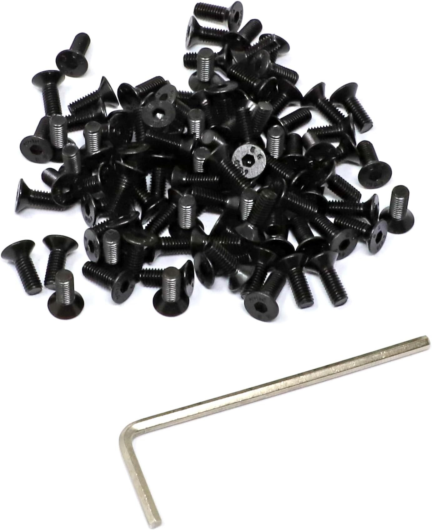 iexcell 100 Pcs M3 x 8 Alloy Steel 10.9 Grade Hex Socket Flat Head Cap Screws Bolts Assortment Kit, Black Oxide Finish