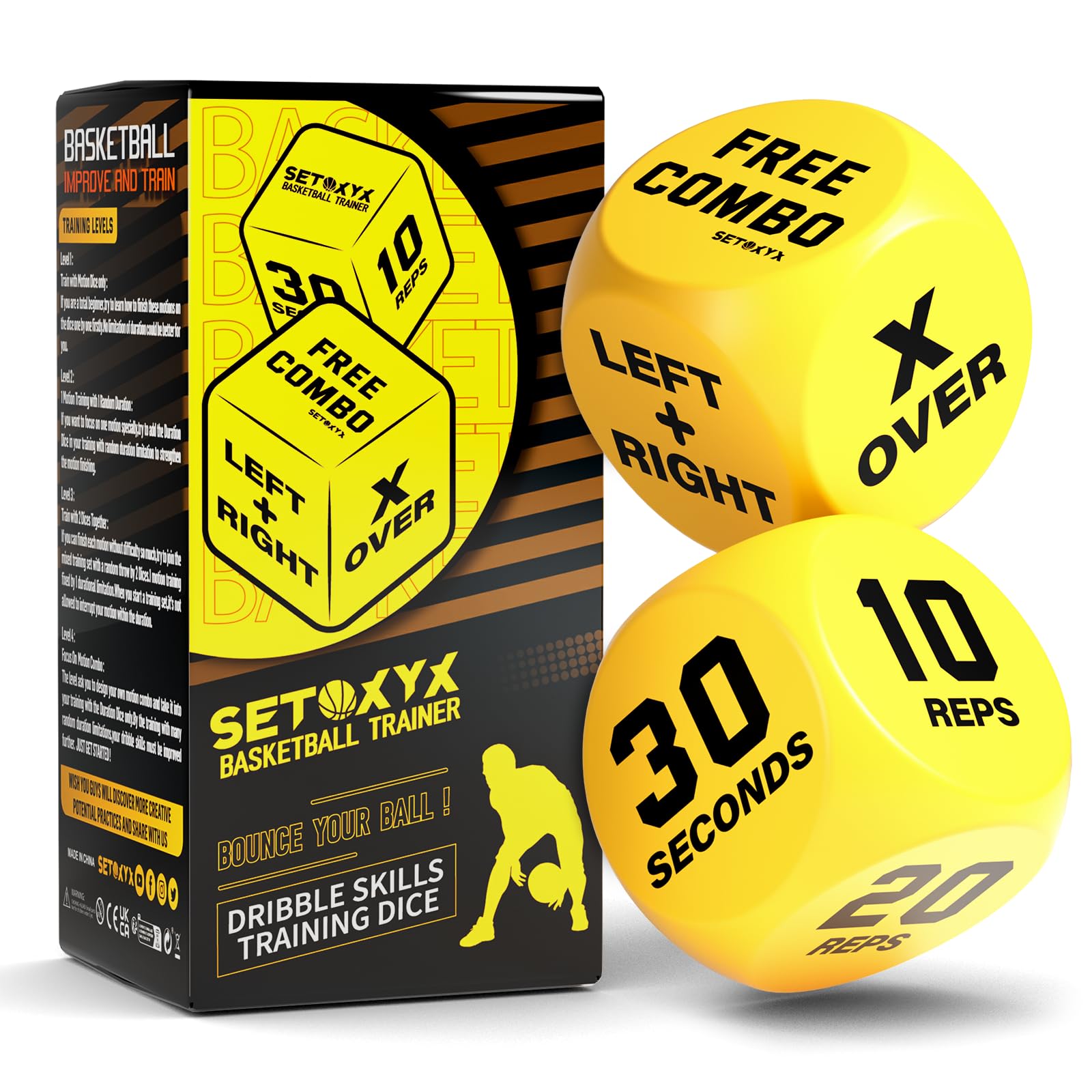 SIRUITON Basketball Training Dice (2pcs) - Fun & Portable Basketball Skills Trainer Gifts for Boys and Girls Teens & Adults