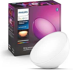 フィリップスヒュー(Philips Hue) Go ポータブルライト - スマート照明 テーブルランプ Alexa対応 マルチカラー 1600万色 電球色 昼白色 調光 調色 スマートホーム 間接照明 LED スマートライト 音声操作 アプリ操作 Matter対応 ホワイト 【エンタメ連携対象】 ゲーミングライト