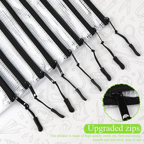Miniatura 4 de Paquete de 48 bolsas de malla negra con cremallera, pequeñas bolsas transparentes para lápices, 9.2 x 4.7 pulgadas, para almacenamiento de viajes,