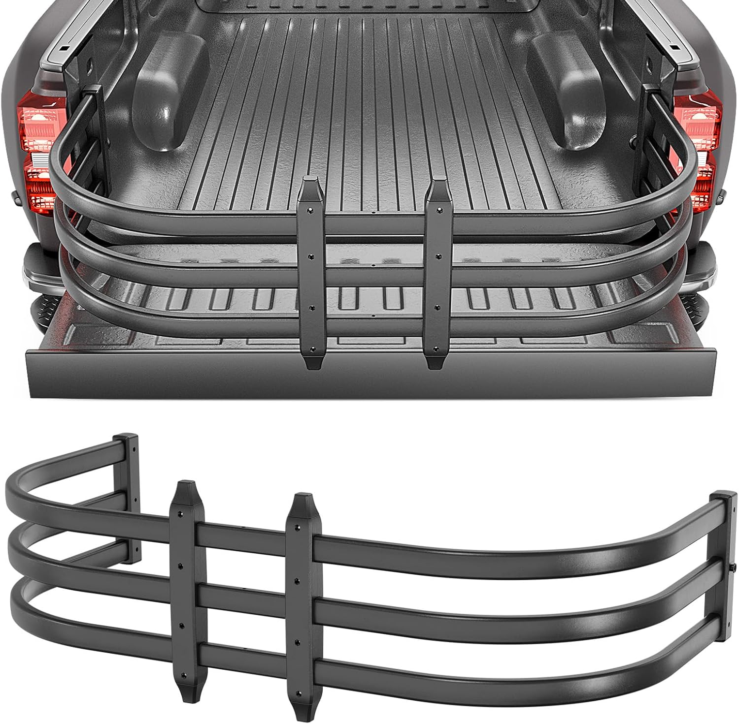 Truck Bed Extender, Aluminum Retractable Tailgate Extender, 55"-68" Adjustable Length, Drill Required, Fits for Tacoma, Gladiator, Frontier, Colorado/Canyon, Ranger, Ridgeline 55"-68" Truck Bed Extender