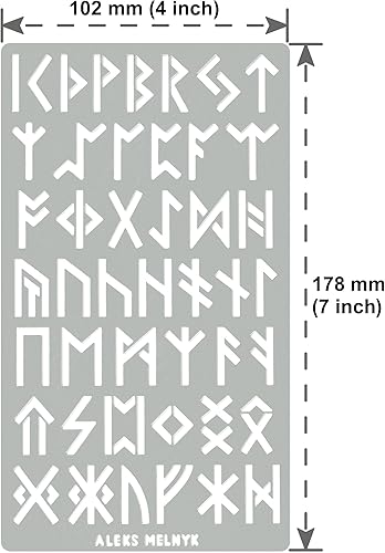 Miniatura 4 de Aleks Melnyk No.35 Plantilla de metal, runas Futhark Elder, Alfabeto antiguo, alfabeto mágico de sigil 1 PC, Plantilla para leña, Grabado