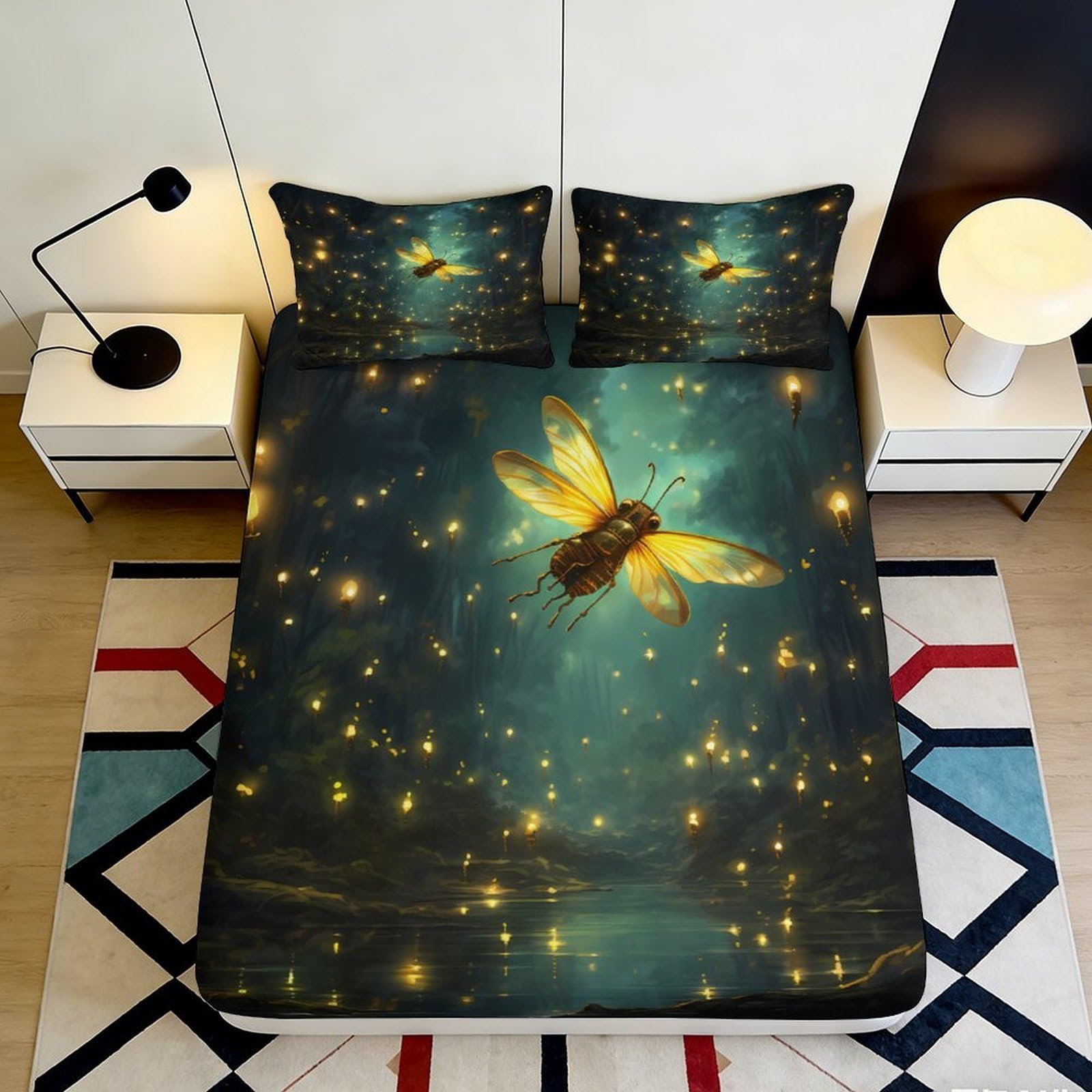 3D Printed Fitted Sheet Microfiber Galaxy Starry Sky Bed Cover for Bedroom, Dorm, and Guest Room Protection and Decoration 90x200x25cm