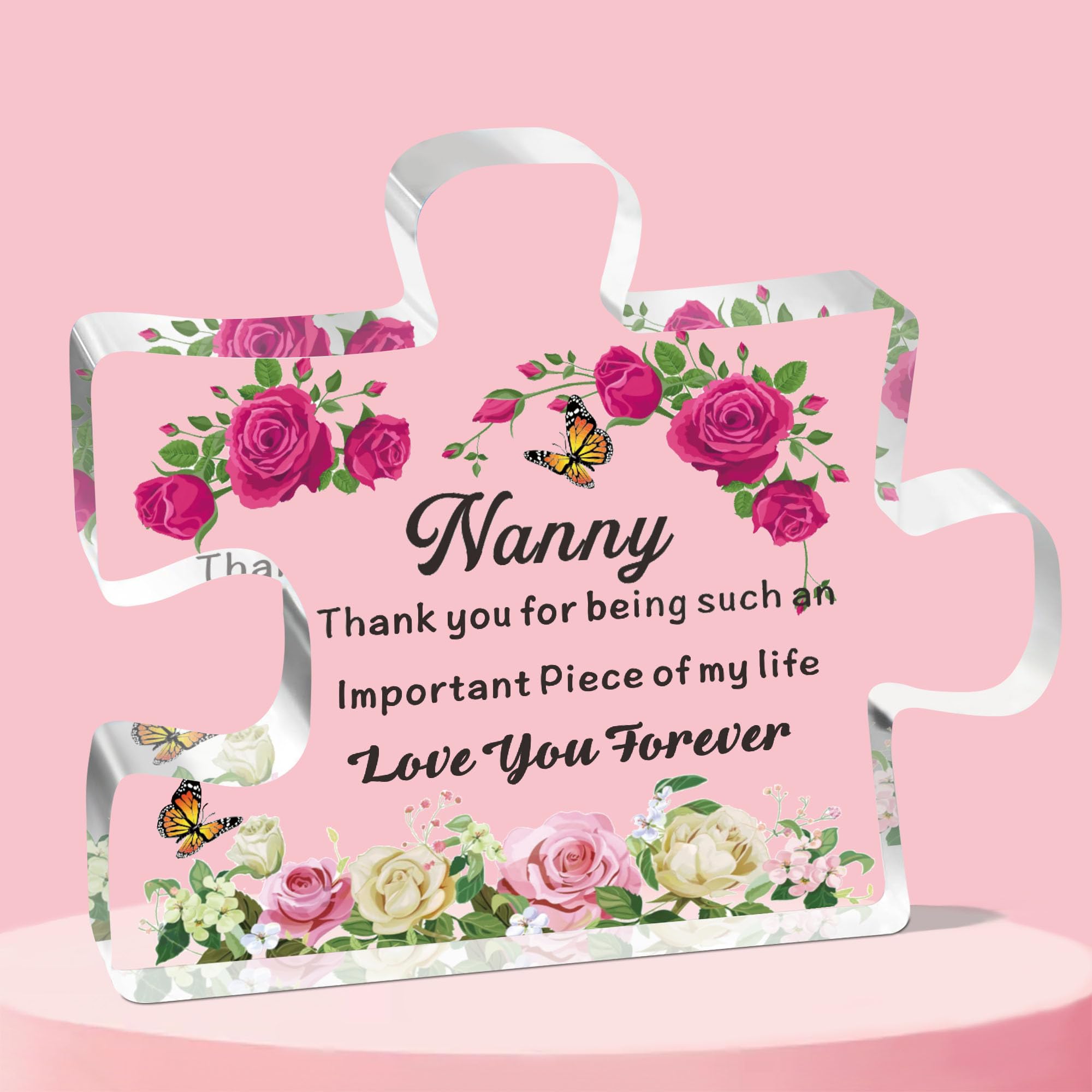 Nanny Gifts from Grandson Granddaughter Acrylic Block Puzzle Nanny Gifts Birthday Christmas Thanksgiving for Nanny