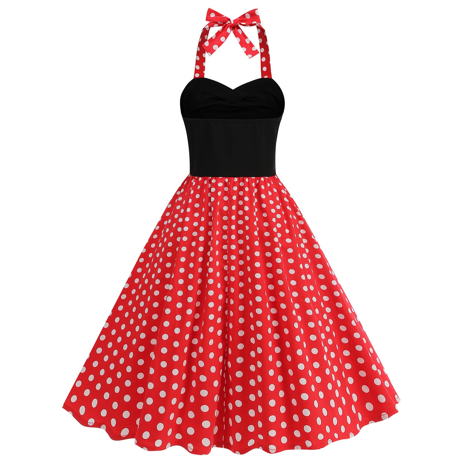 Robe de cocktail rétro pour femme, style années 50, pin-up, dos nu, à pois
