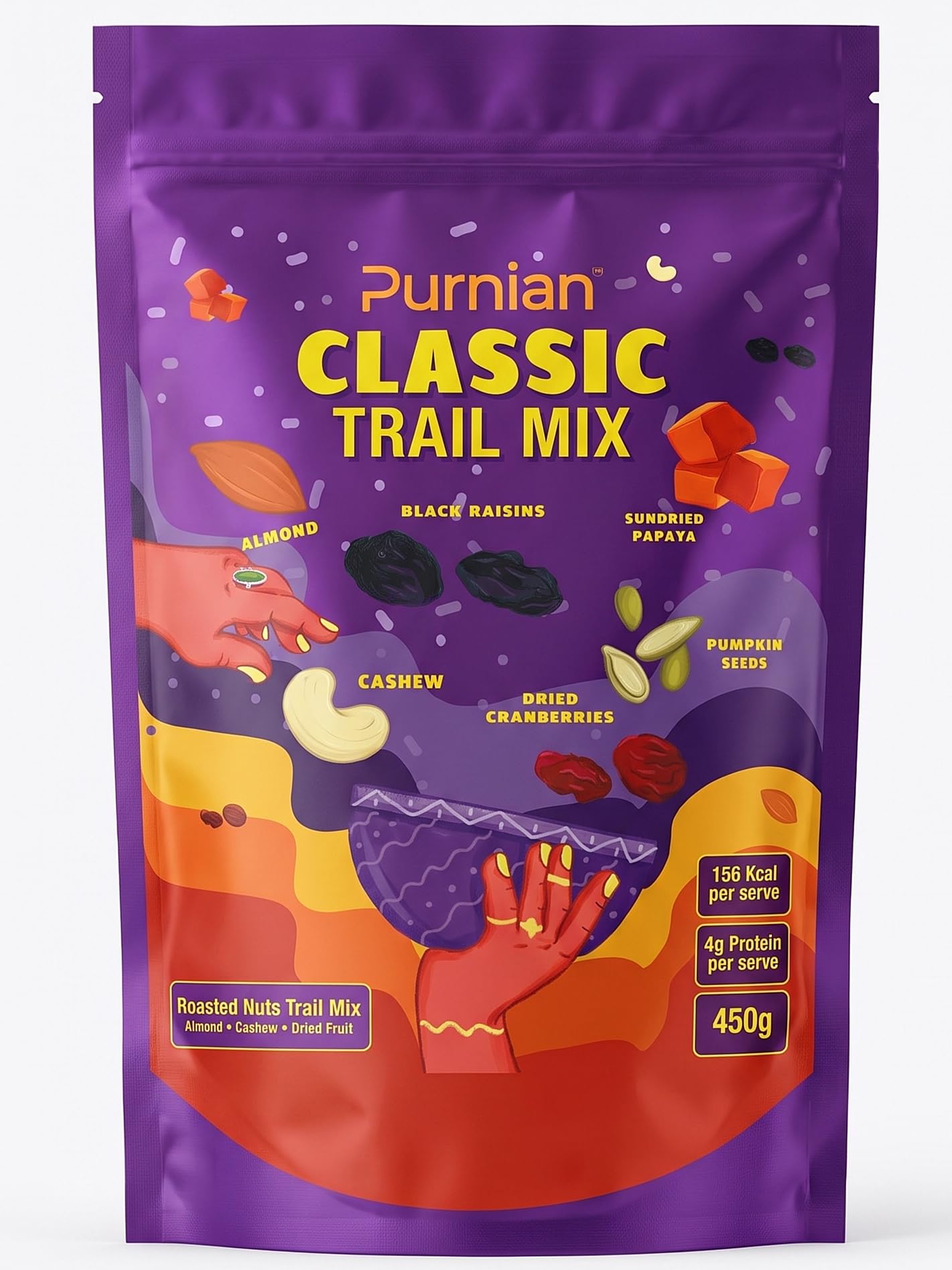 Purnian Trail Mix 450g | Mixed Dry Fruits & Nuts | Healthy Roasted Snack with Almonds, Cashews, Cranberries, Raisins & Pumpkin Seeds-image-18
