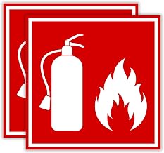 Fire Extinguisher Sticker - Standard Fire Safety Stickers Sign Internationally Recognized Symbols (Red, 2" x 2" mini (2 Pack))