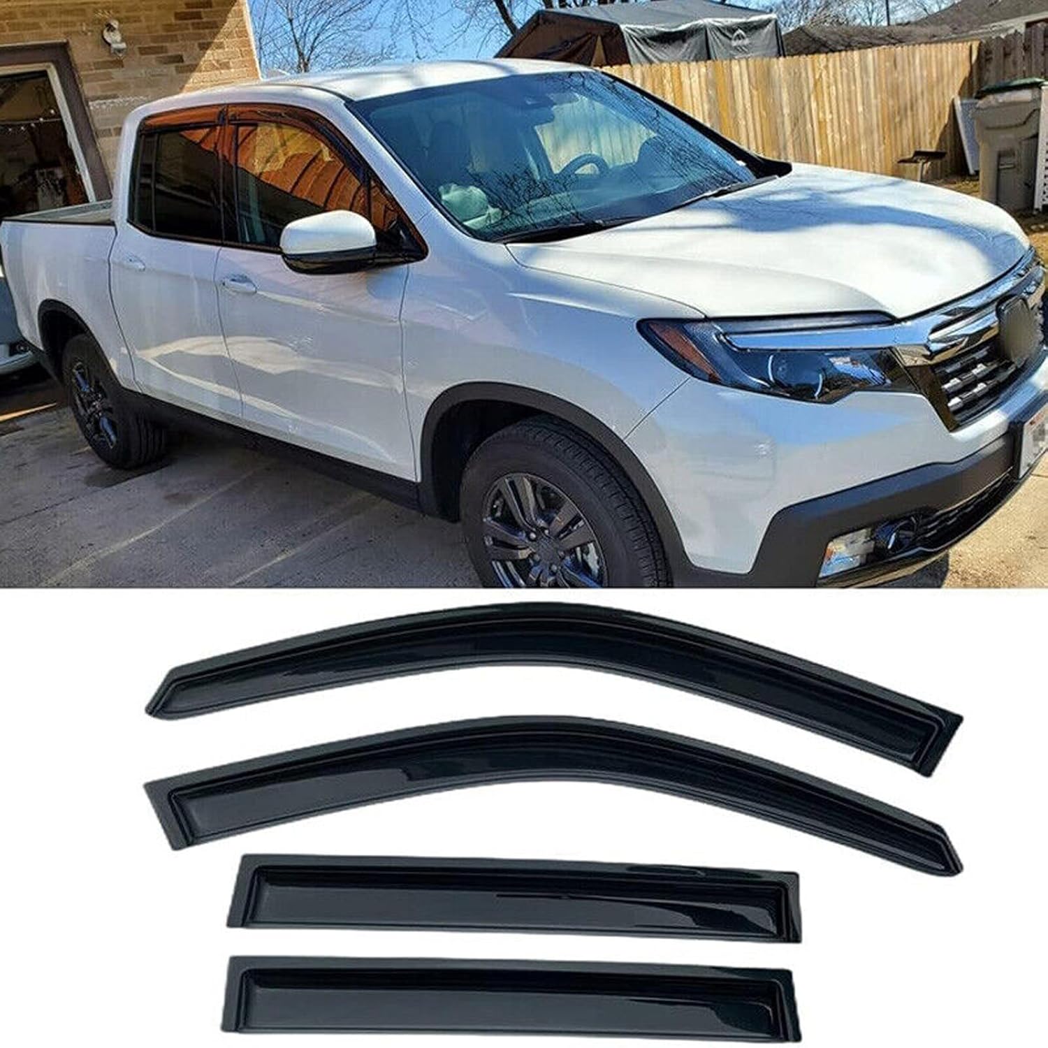 Window Rain Guards Fit for H0NDA Ridgeline 2015-2023 2 Door Window Deflector Tape on