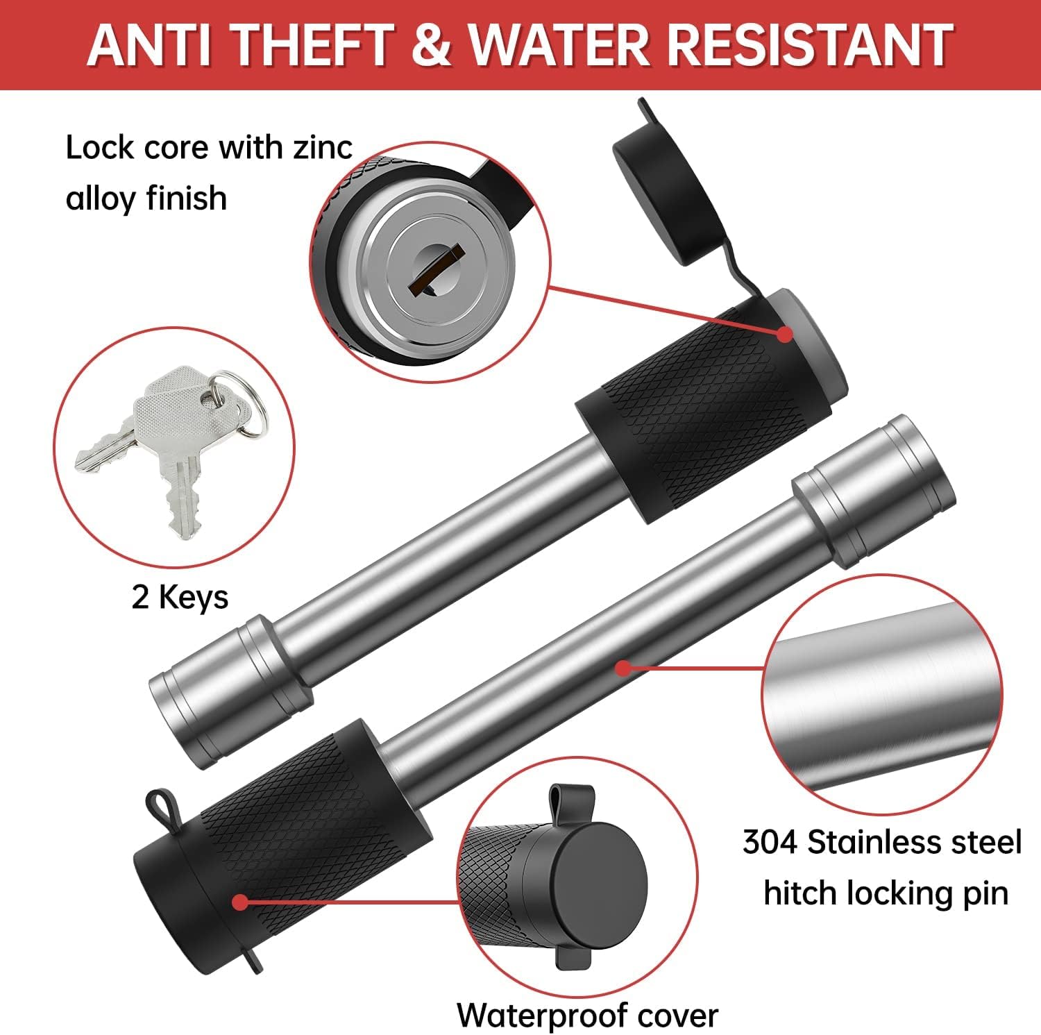 Flash Deals - 60% OFF IFOKA Adjustable Trailer Hitch Ball Mount, 6 Inch Drop Hitch, Fits 2.5 Inch Receiver, 18,500 LBS GTW, with Forged Aluminum Shank, 2 Inch & 2-5/16 Inch Dual Balls with Double Hitch Locks and Pins