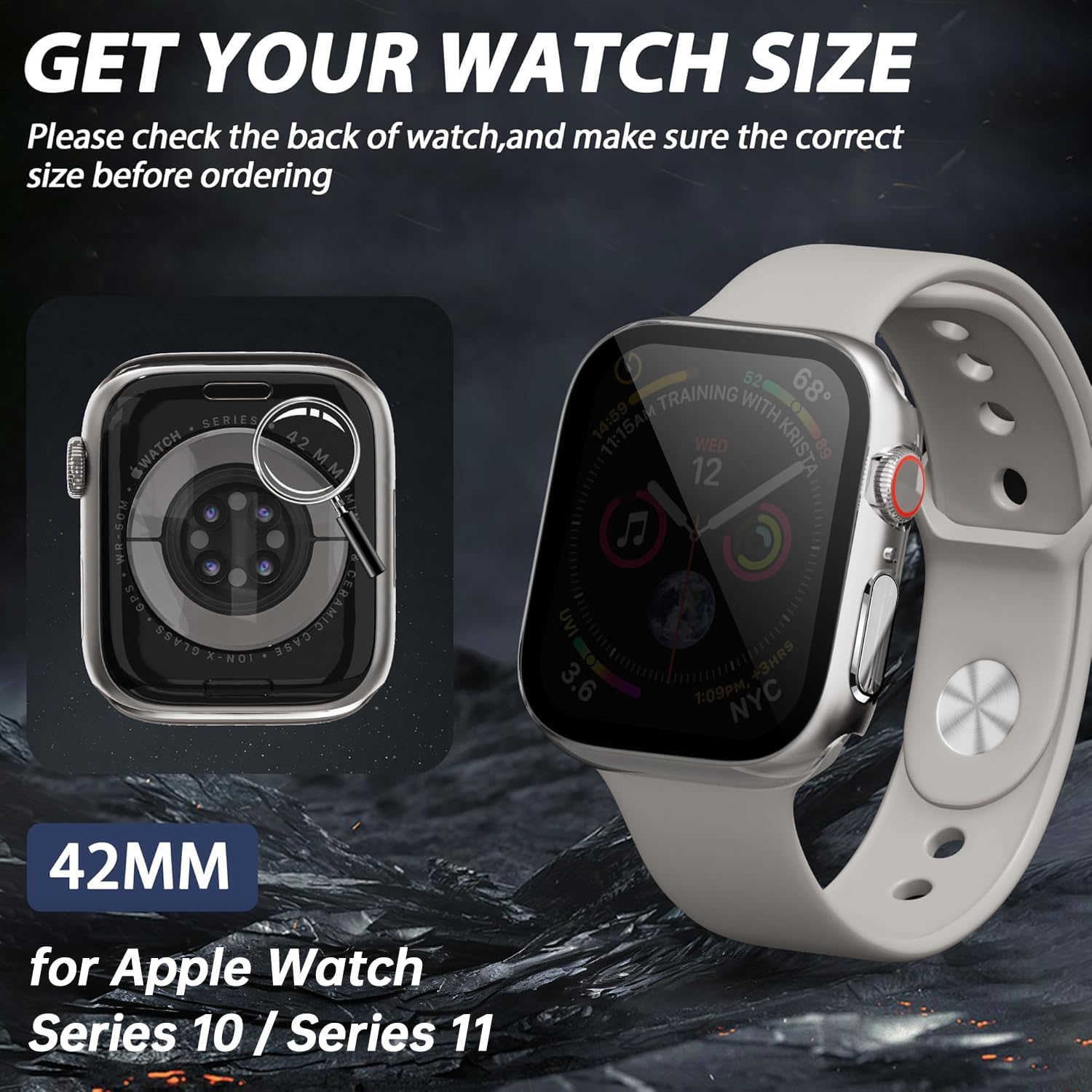 Funda protectora de pantalla de privacidad para Apple Watch Series 10 de 42 mm, [antimiradas], funda protectora ultrafina para iWatch Series 10 de 42 mm, paquete de 2, transparente