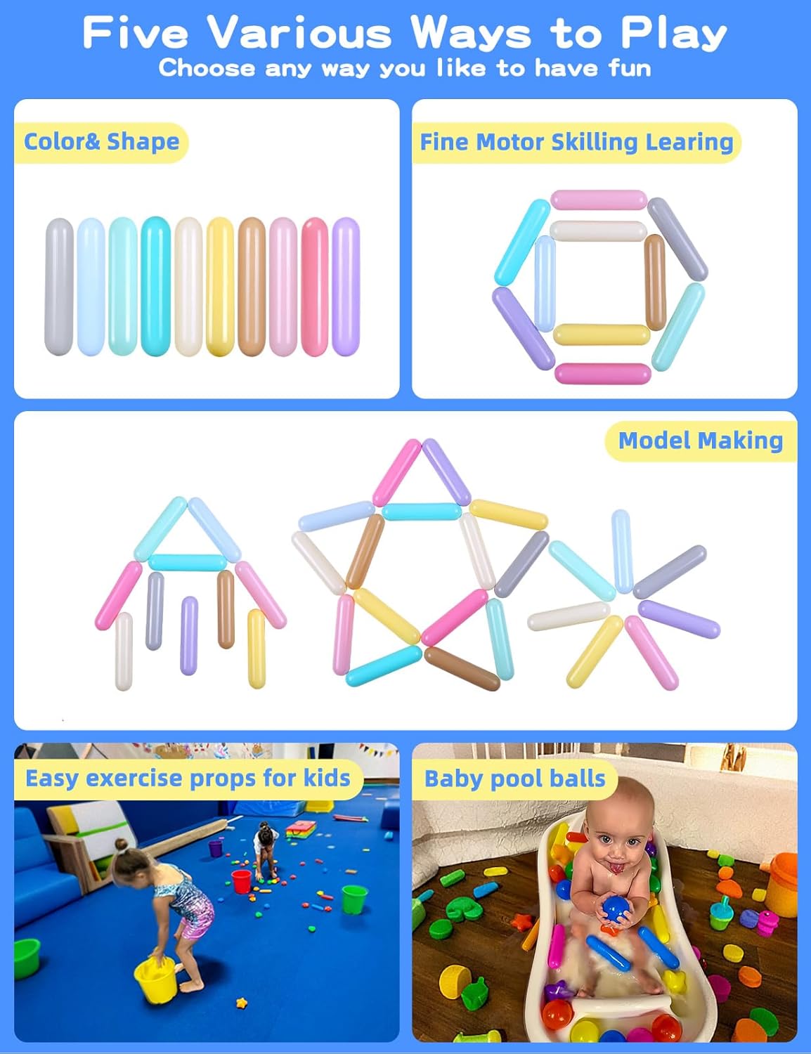 STARBOLO 幼児用ボールピットボール - 50個パック 100 250 500 1000 ボールピットボール 長さ5.1インチ