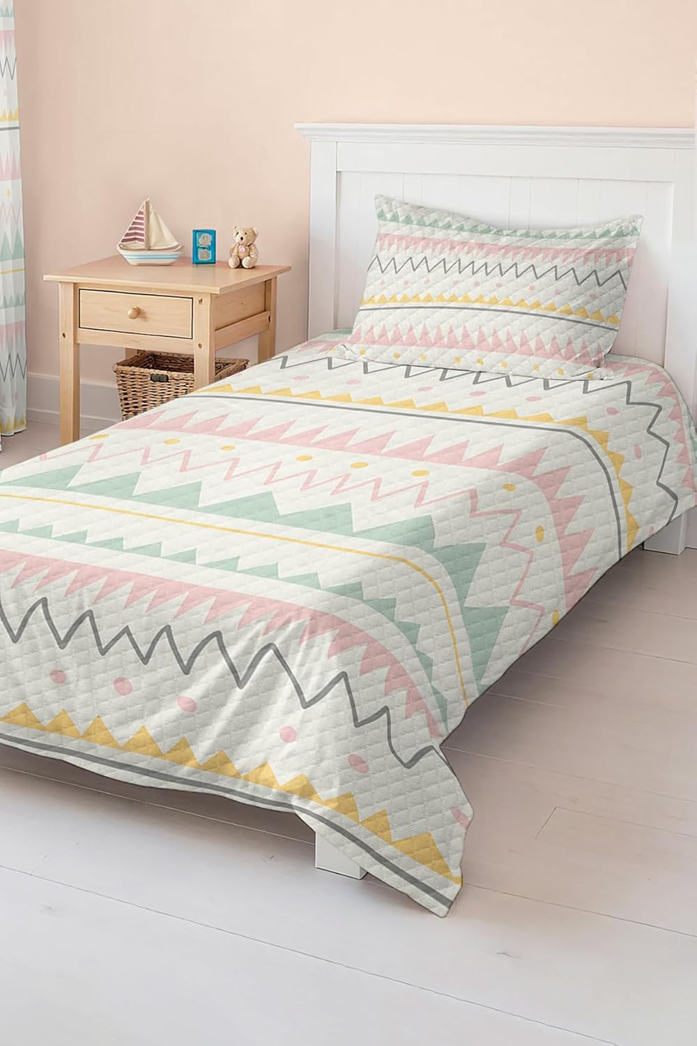 SODEF Bedding Set Colorful Striped Pattern Kids and Teens Room Quilt Set Bedspread Coverlet Lightweight Breathable Cotton Polyester Blend Twin Size - Multicolor, One Size