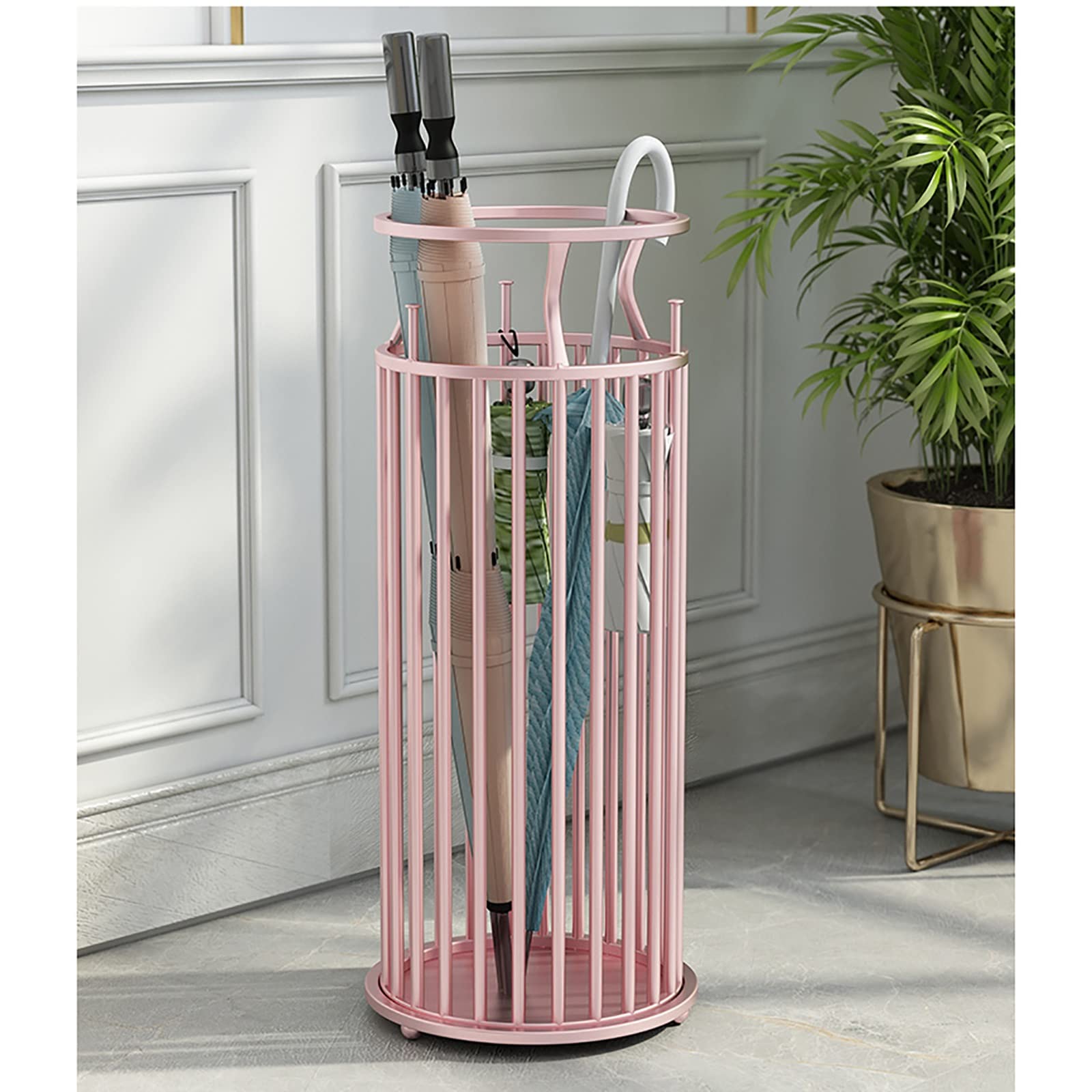 Support de parapluie autonome en métal doré chic pour décoration d'hôtel et hall
