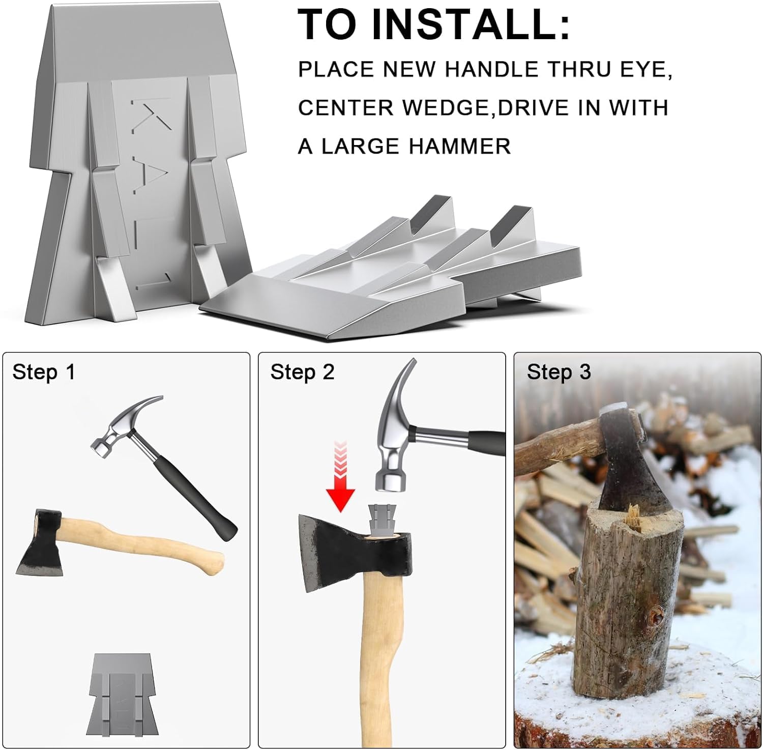 5 Pcs Safety Hammer Handle Wedge,Ybenlld Concial Handle Metal Wedges,Mauls Handle Wedge Kit for Hammer Axe Claw Sledge Handle