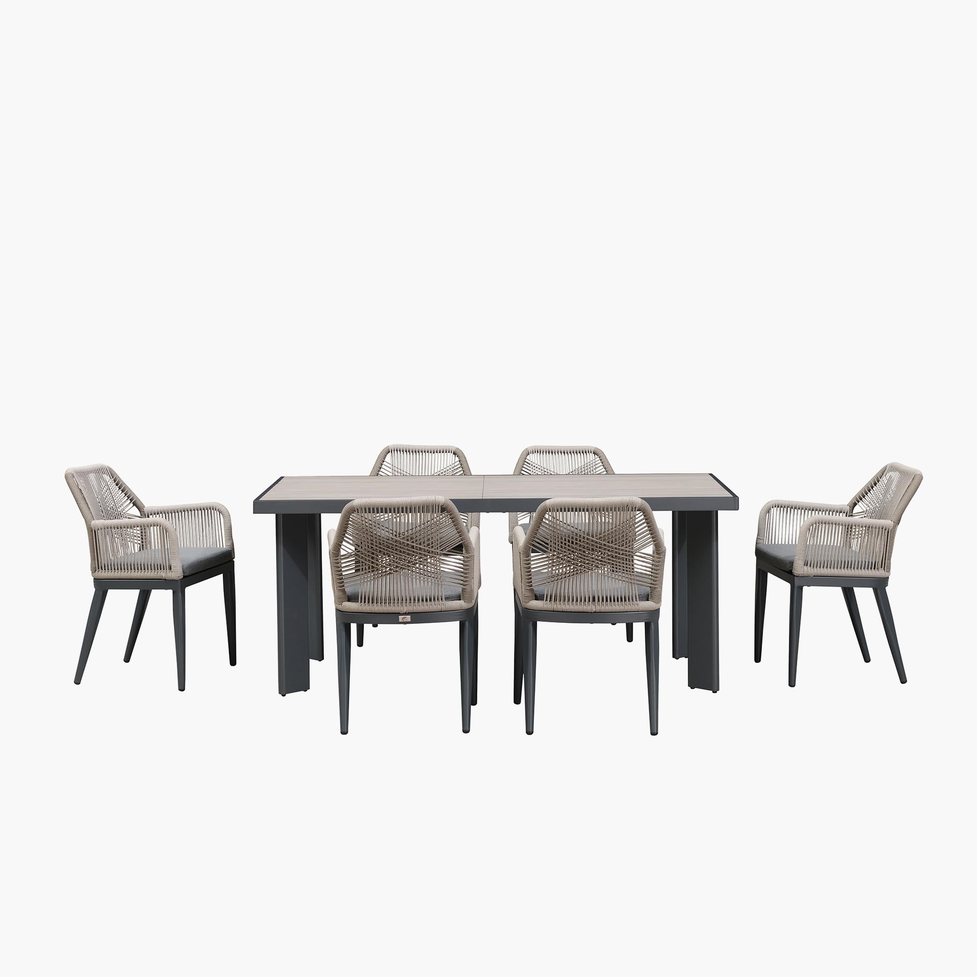PURPLE LEAF 7 Pieces Patio Dining Set, Beige and Dark Grey