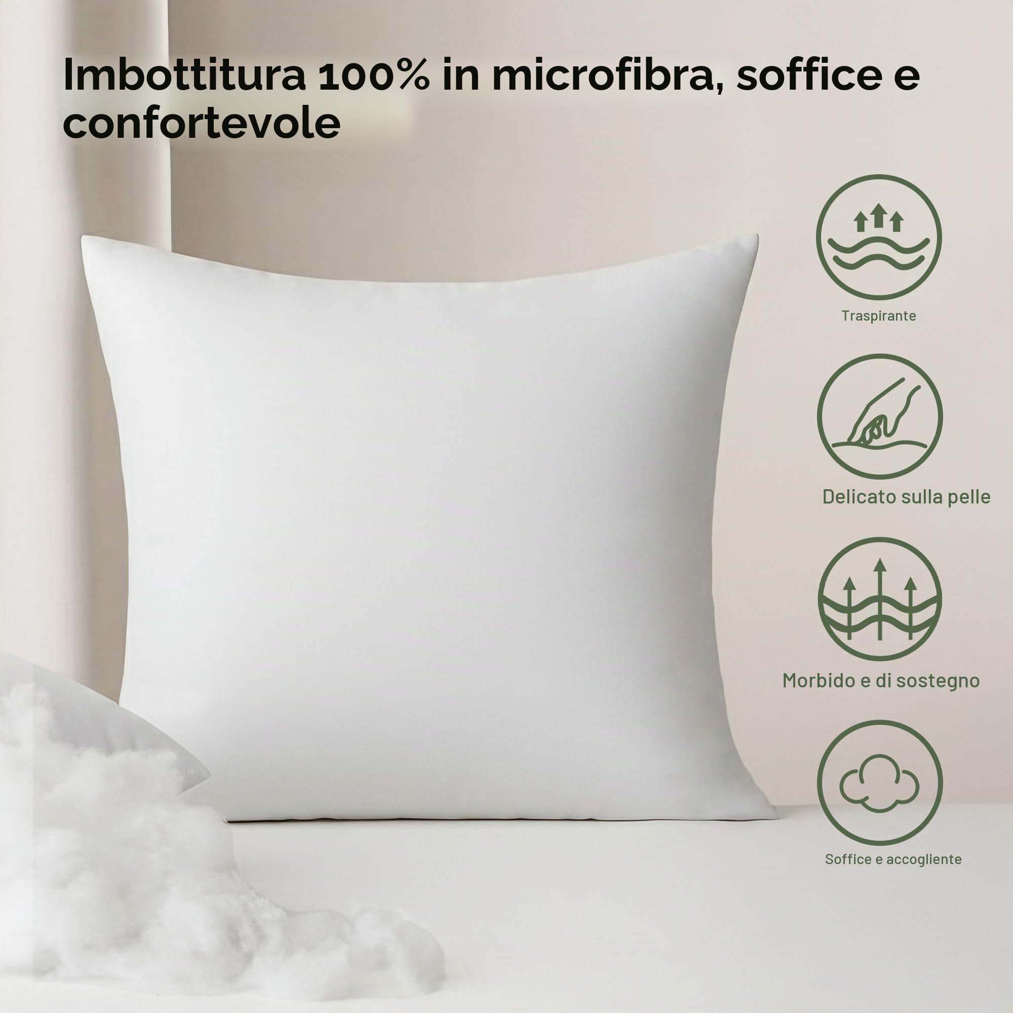 Deodar 2 Cuscini Imbottiti 50 x 50 cm, Morbidi per Interni ed Esterni | Resistenti alle intemperie, offrono un supporto morbido e confortevole per divani, sedie e cuscini da esterno
