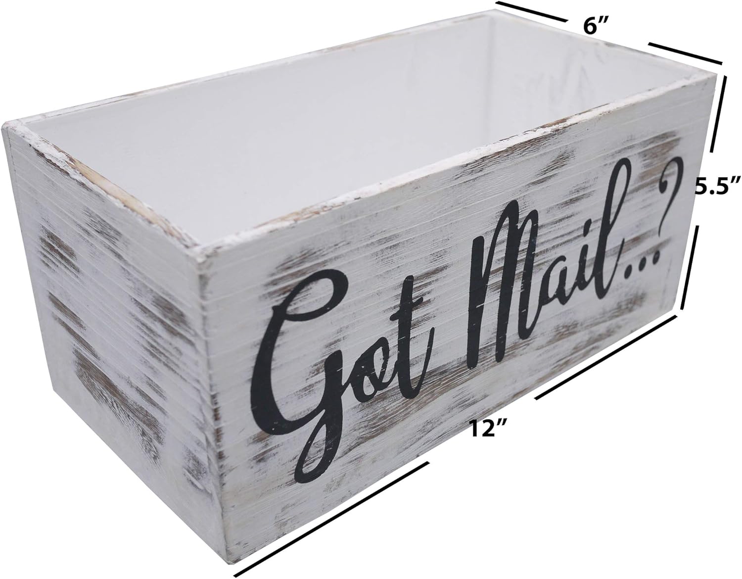 Admired by Nature Got Mail Box for Mail, Farmhouse Mail Organizer, Mail Organizer Tray, Office Accessories, Desk Organizer, Letters Boxes Decor, Organizer, Rustic Wood Box for Home, White, 1 Unit