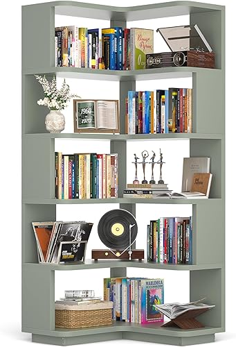 Miniatura 21 de Armocity Estantería de Libros de Esquina - Estantería de Libros de Esquina de 6 Niveles Etagere con Deflector, Estante de Exhibición Independiente