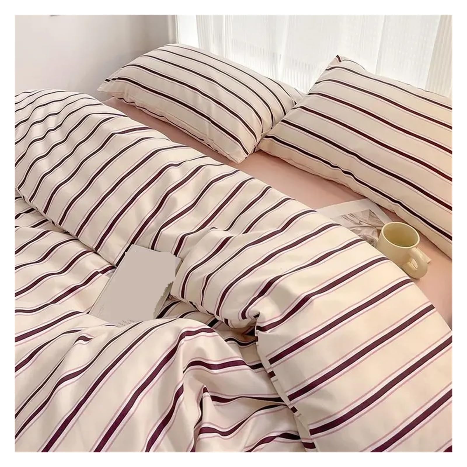 Set Copripiumino In Cotone Set copripiumino lenzuola biancheria da letto in cotone lavato(Color 5,1.5x2m 3pcs)