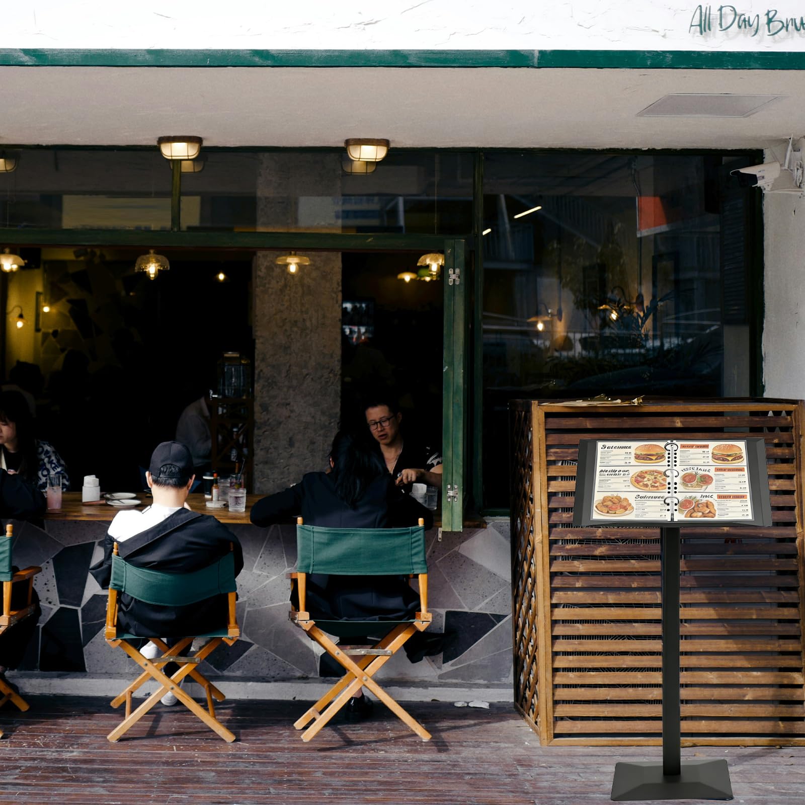 bimiti Menüständer Outdoor Metall, Outdoor Wartetafel Menüanzeige Ständer Schild, Werkzeug inklusive Aufsteller für Restaurant/Café/Shop(Schwarz)