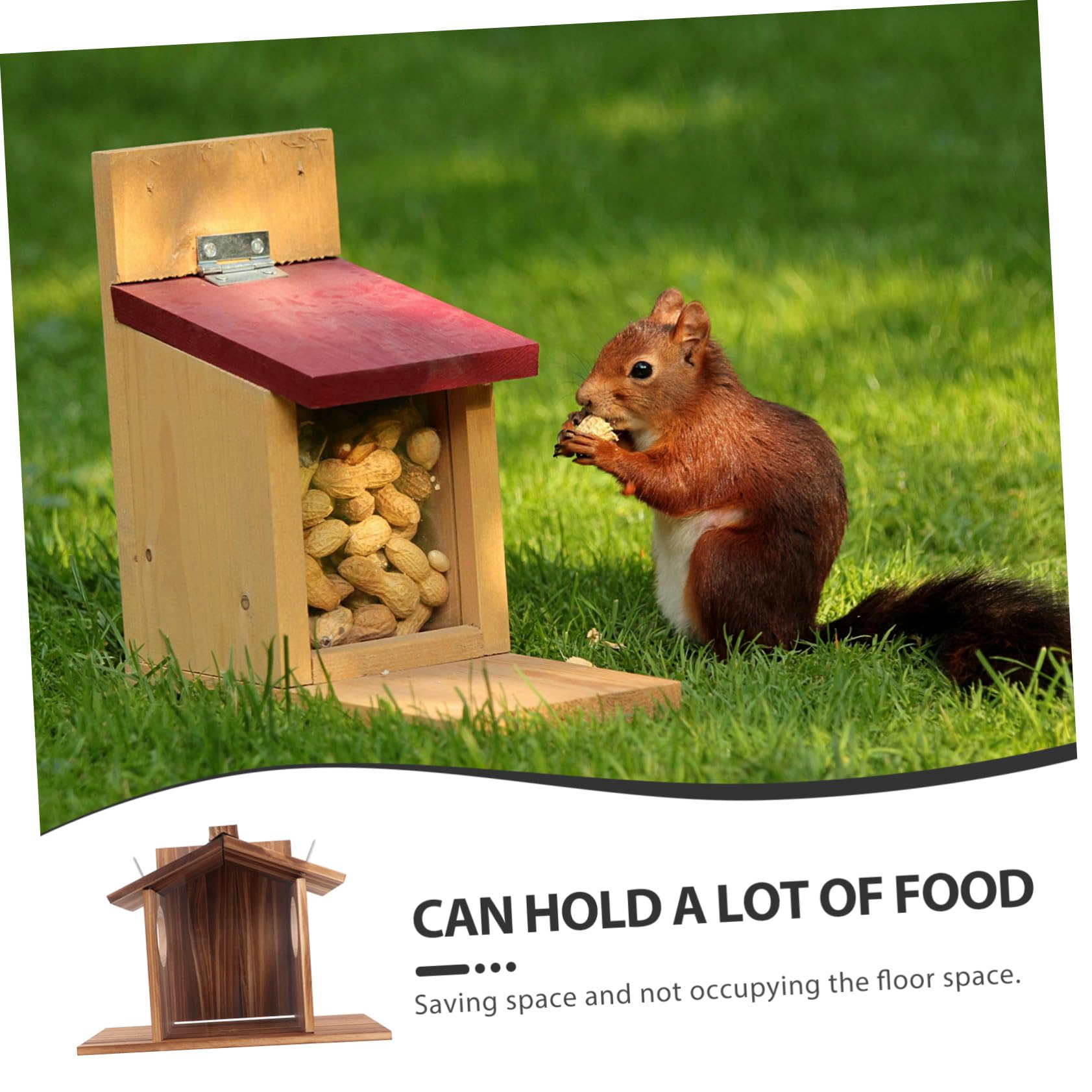 ibasenice Holz Eichhörnchen Futterhaus Wetterfest Robuste Futterstation für Garten und Außenbereich Langlebiger Nussbehälter zur Eichhörnchen und Vogelanziehung im Hinterhof