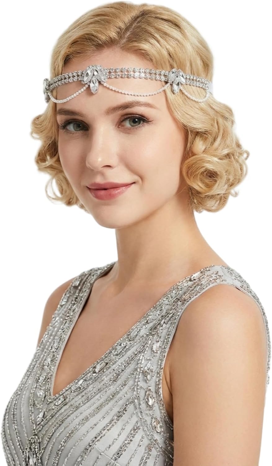 Zinniday Flapper 1920s Headpiece for Women, Vintage Roaring 20s Headband Retro Flapper Hair Accessories for Cosplay Halloween