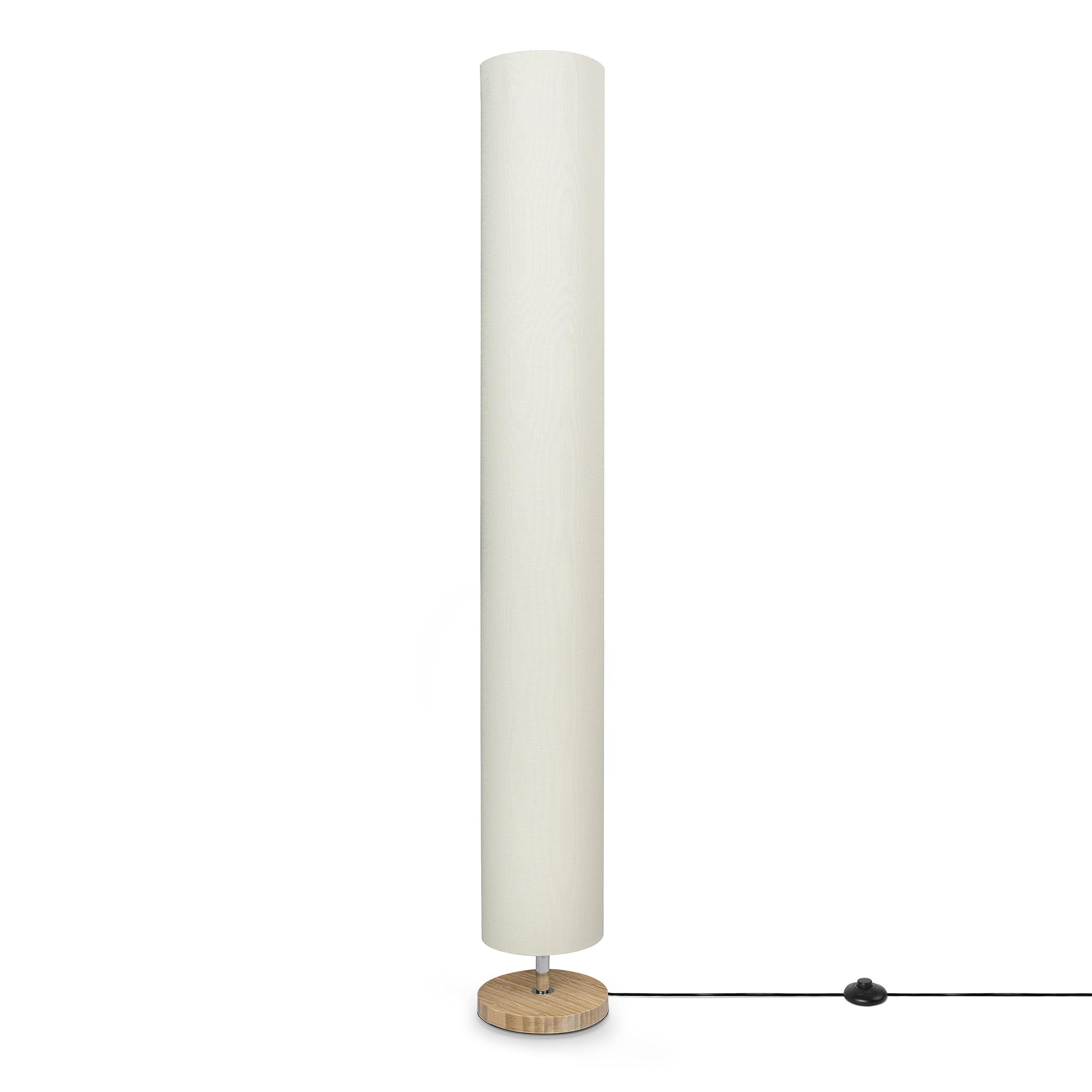 Paco Home Lámpara De Pie Salón LED Pantalla De Tela Pantalla De Lámpara E27 Madera Moderna E14 Uni Bambú Lámpara De Suelo
