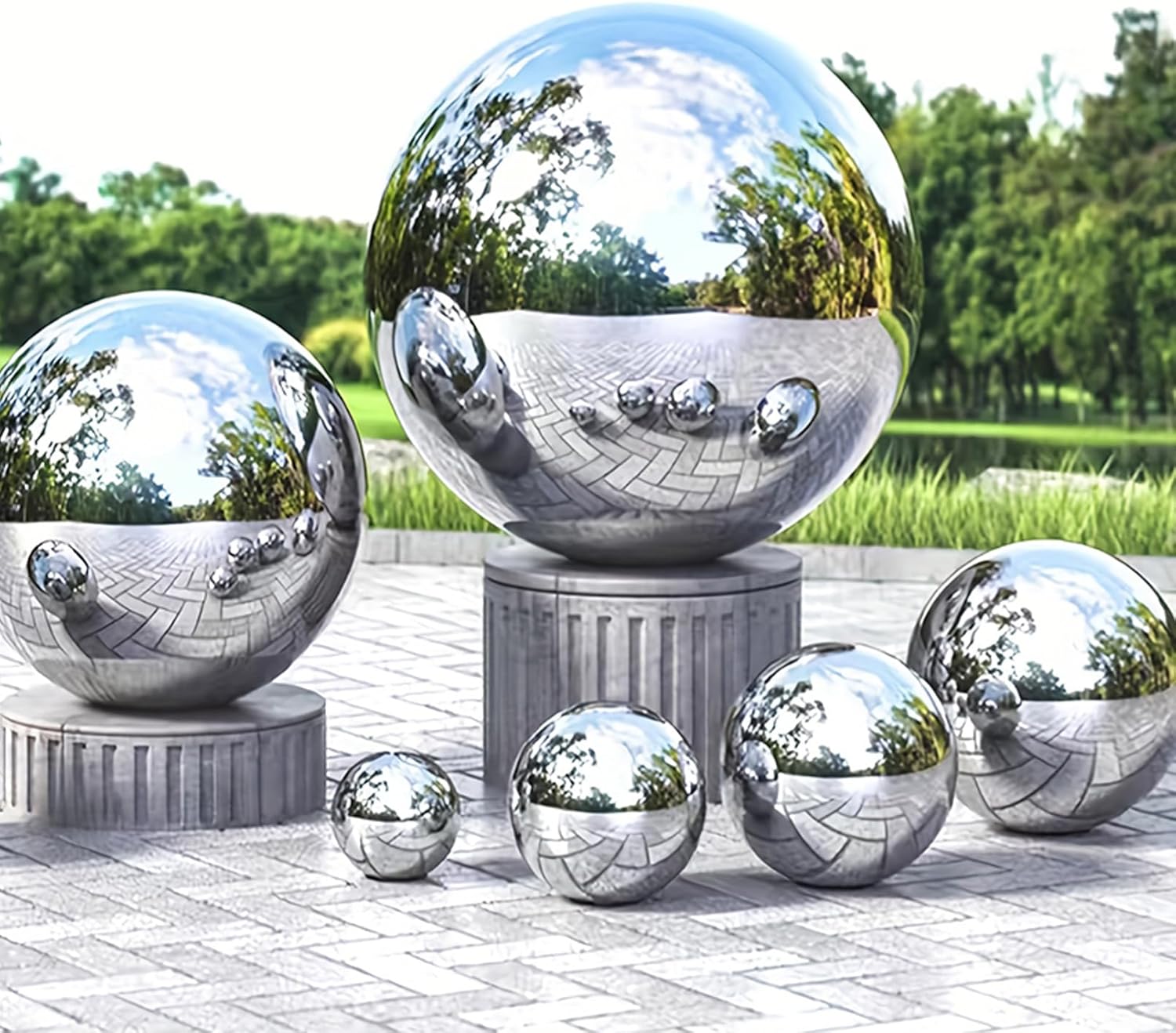 庭の池の装飾グローブのためのステンレス鋼の光沢のある凝視ボール屋外