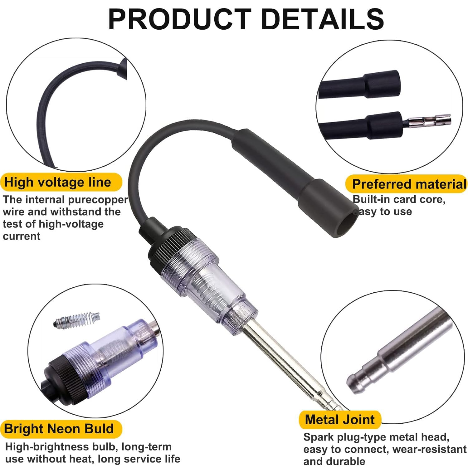 Greluma 1 Pezzo Tester per candele in linea, tester per accensione motori plug-in, accessori esterni per auto, automobile, tosaerba, strumento di verifica del motore e di diagnostica dell'indotto