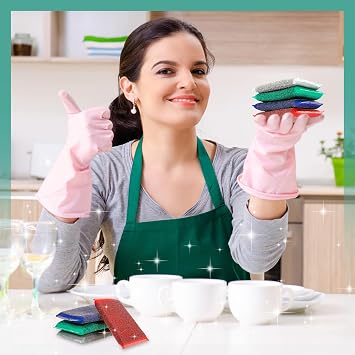 Thyle 24 Pack Steel Wool Scrubber Kitchen Sponges, Heavy Duty Non Scratch Metal Sponges, Reusable Cleaning Scrub Pads for Dishes, Pots, Pans, Sink and Tough Hard Stains (Multicolored)